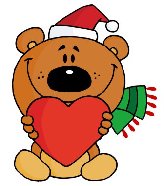 Sweet Christmas Teddy Bear Holding clipart