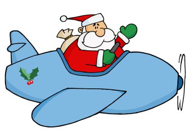 Waving Santa Claus Flying clipart