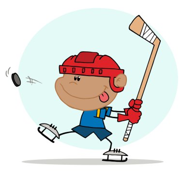 Happy Hispanic Boy Playing Hockey clipart