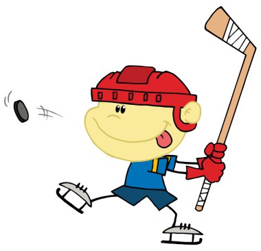 Caucasian Boy Playing Hockey clipart