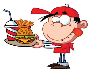 Boy Eating Fast Food clipart