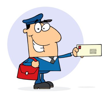Postal Worker Mail Man Holding A Letter clipart