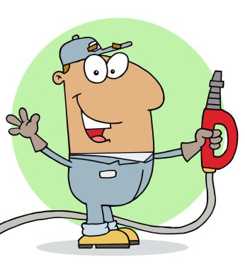 Hispanic Cartoon Gas Station Attendant Man clipart