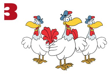 Three French hens clipart