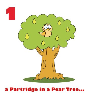 A partridge in a pear tree with text clipart