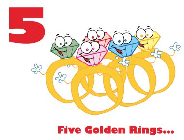 Five golden rings with text clipart