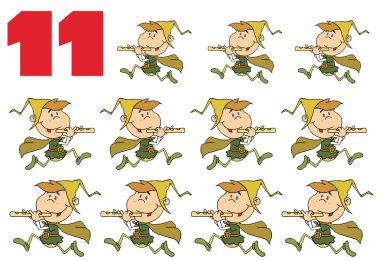 Number 11 By Eleven Pipers Piping clipart