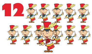 Red Number Twelve By Twelve Drummers Drumming clipart