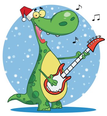 Dinosaur plays guitar clipart