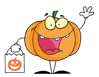 Character halloween happy pumkin bag clipart