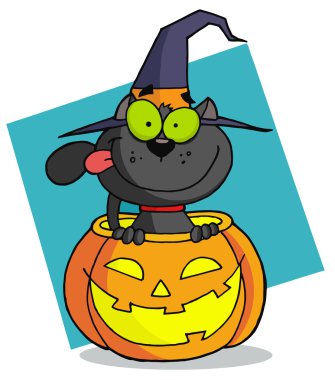 çizgi film karakteri halloween kedi