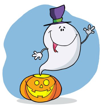 Cartoon character happy ghost pumpkin le clipart