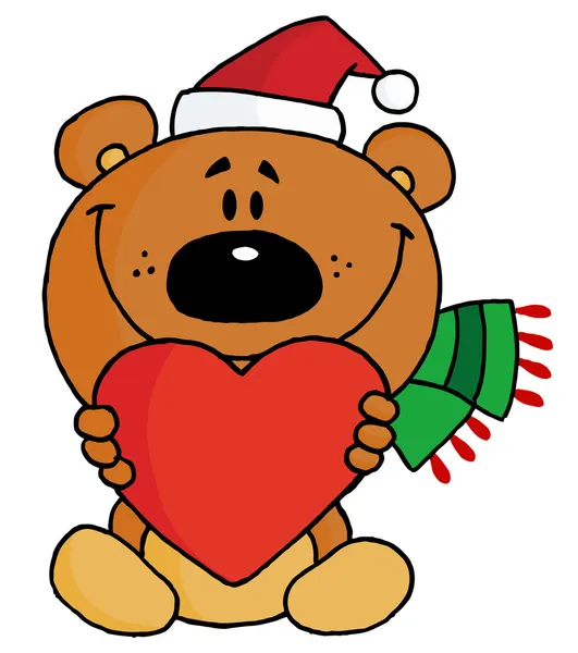Sladké vánoční medvídek držící — Stock fotografie
