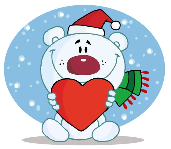 Noel kutup ayısı bir kalp tutan — Stok fotoğraf