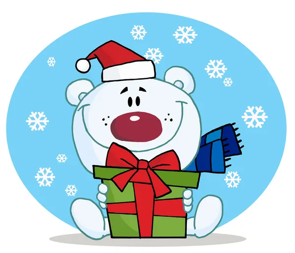 Christmas Polar Bear Holding — Stock Photo, Image