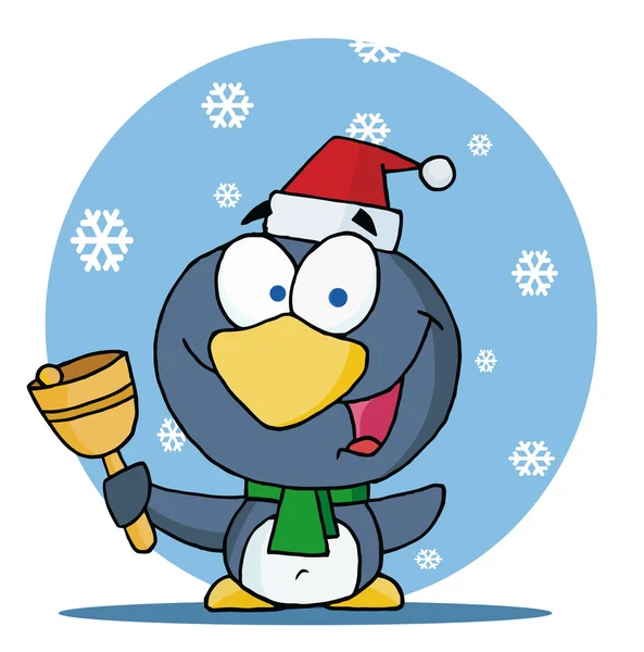 Pingwin Boże Narodzenie dzwonienie — Zdjęcie stockowe