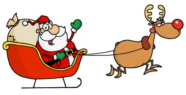 Tired Rudolph Flying Kris Kringle — Stock Photo, Image
