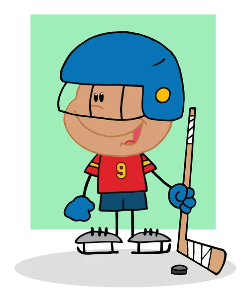 Happy Hispanic Boy Playing Hockey Goalie — Stock Photo, Image