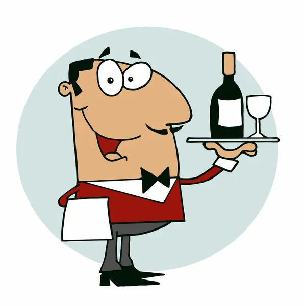 Hispánský mužské číšník obsluhující víno — Stock fotografie