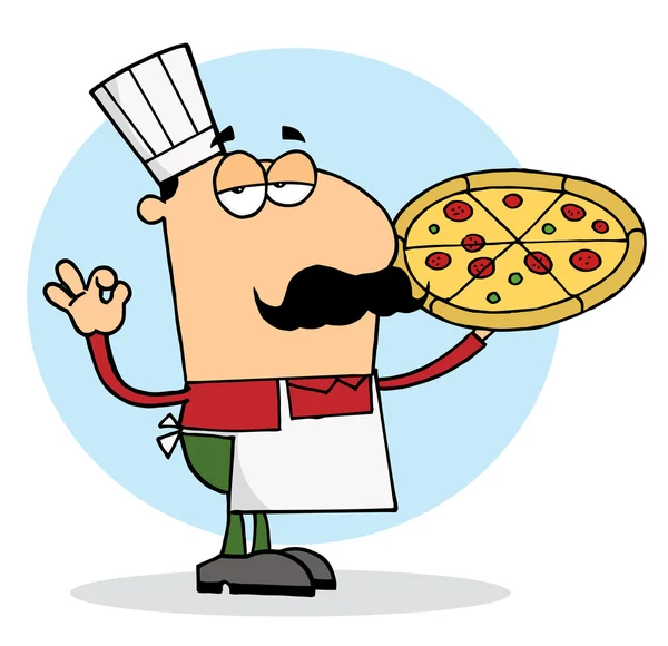 Chef Man Showing Pizza — Stock Photo, Image