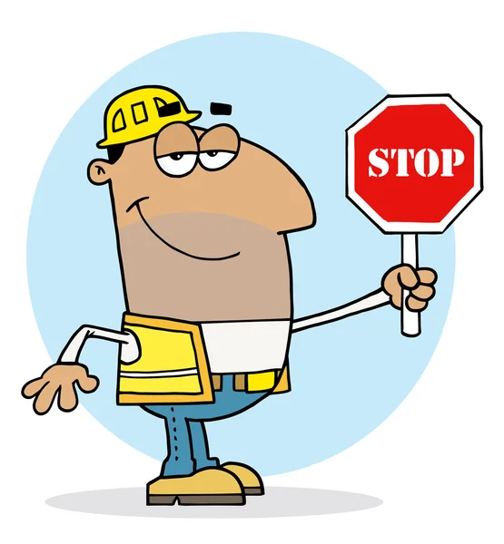 Hispanic Traffic Director Man Holding A Stop Sign — Stock Photo, Image