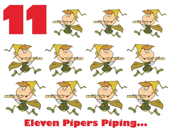 Eleven pipers piping with text — Stock Photo, Image
