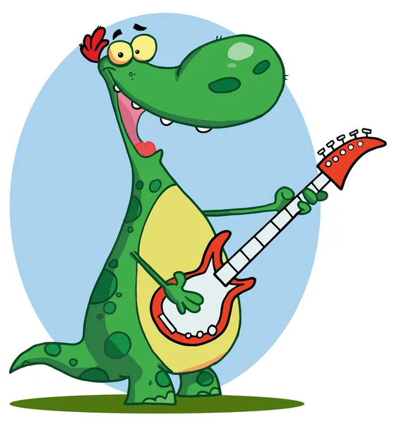 Dinosaur plays guitar — Stock Photo, Image