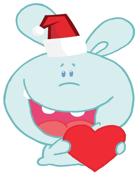 Christmas romantic bunny with heart — Stock Photo, Image
