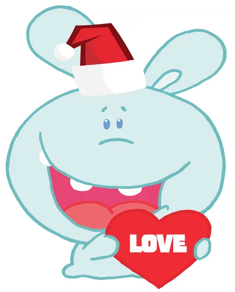 Christmas romantic bunny with love heart — Stock Photo, Image