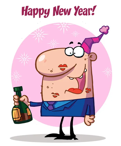 Man Celebrating Happy New Year — Stock Photo, Image