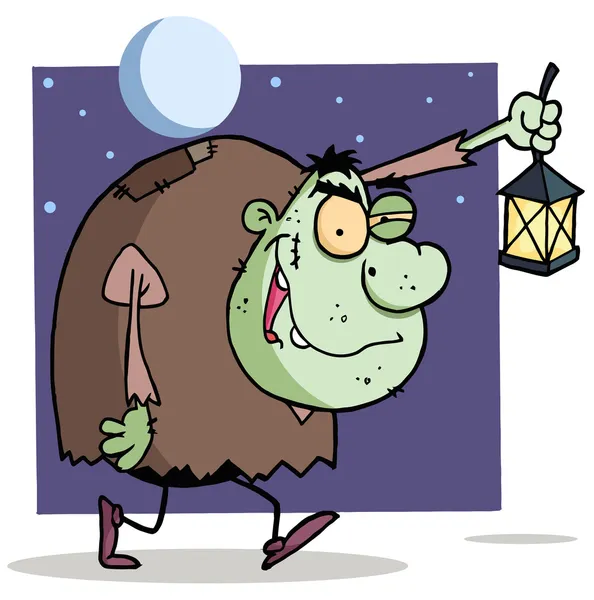 Charakter halloween igor z latarnią — Zdjęcie stockowe