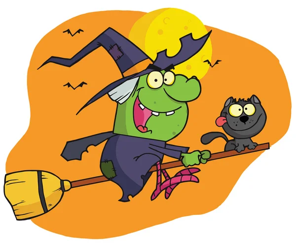 Character harrison rode a broomstick wit — Stock Photo, Image