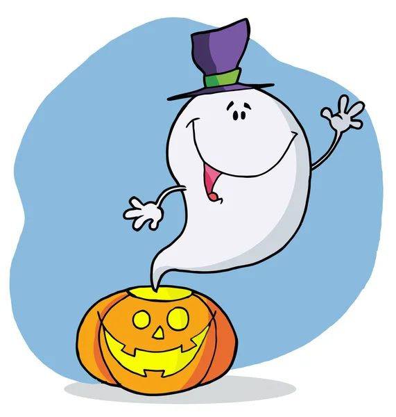 Cartoon character happy ghost pumpkin le — Stock Photo, Image