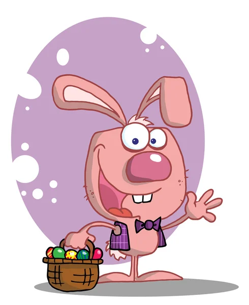 Pink Rabbit With Easter Eggs — Stock Photo, Image