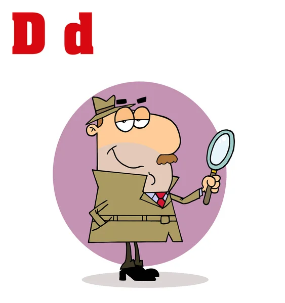 Vtipné karikatury. abeceda detektiv — Stock fotografie