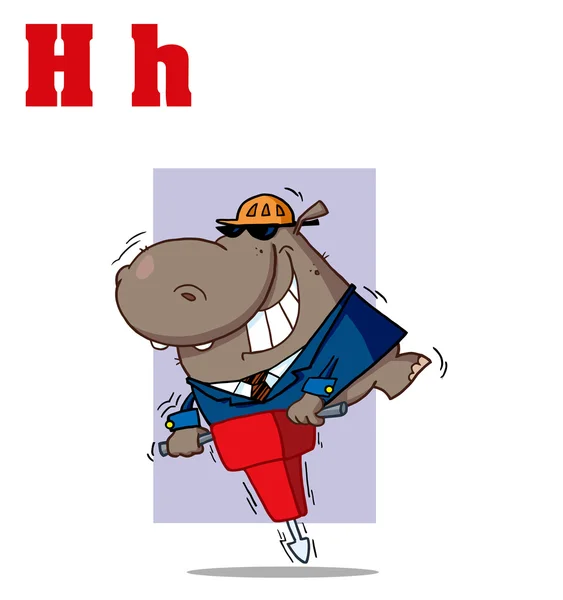 Kartun Lucu Alfabet-Hippo — Stok Foto