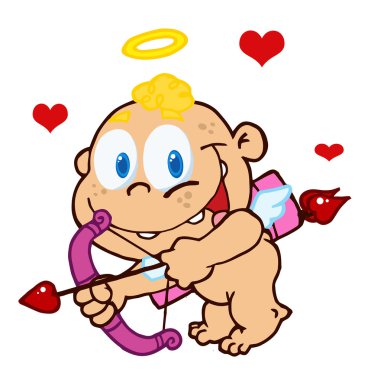 Cute Cupid with Bow and Arrow Flying clipart