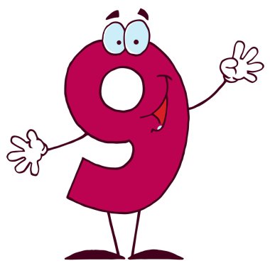 Funny Cartoon Numbers-9 clipart