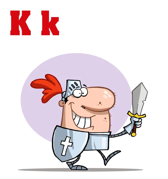 Desenhos animados engraçados alfabeto-cavaleiro com carta — Fotografia de Stock