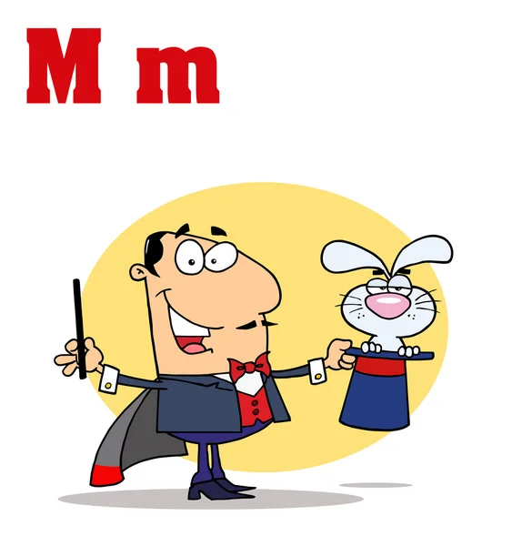 Funny Cartoons Alphabet-Magician — Stok Foto
