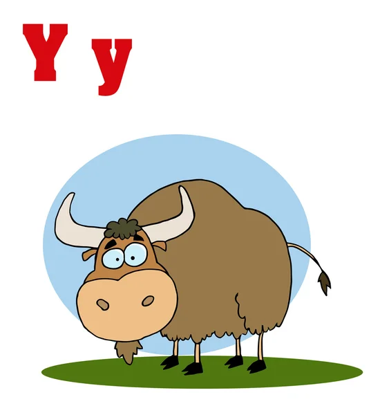 Divertenti cartoni animati alfabeto-yak — Foto Stock