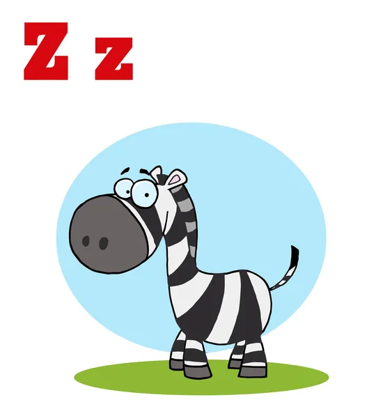Desenhos animados engraçados alfabeto feliz Zebra — Fotografia de Stock