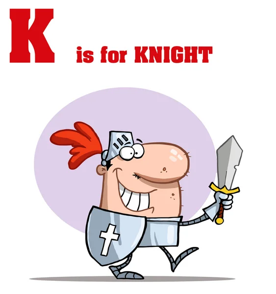 Alfabeto dei cartoni animati divertenti con testo K — Foto Stock