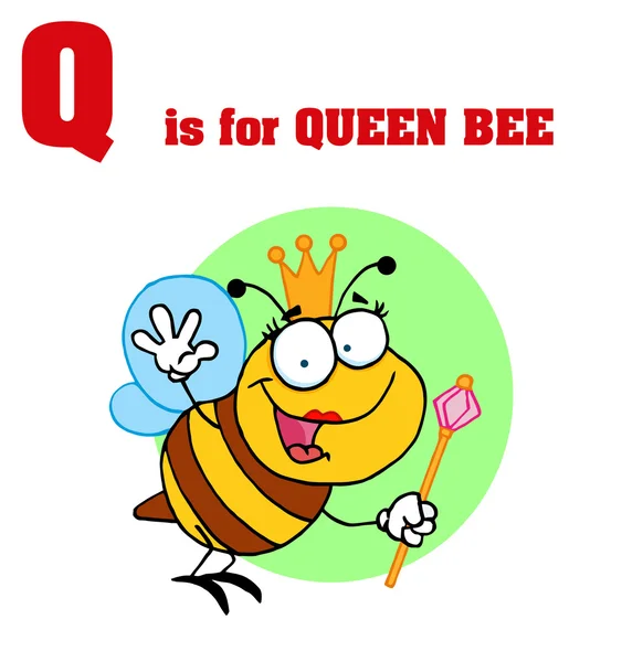 Alfabeto de dibujos animados divertidos con texto Q — Foto de Stock