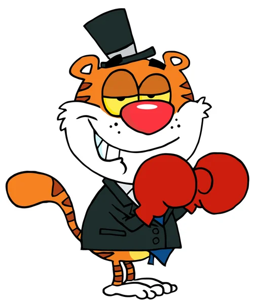 Boxing Tiger Wearing Red Gloves — Stock Photo, Image