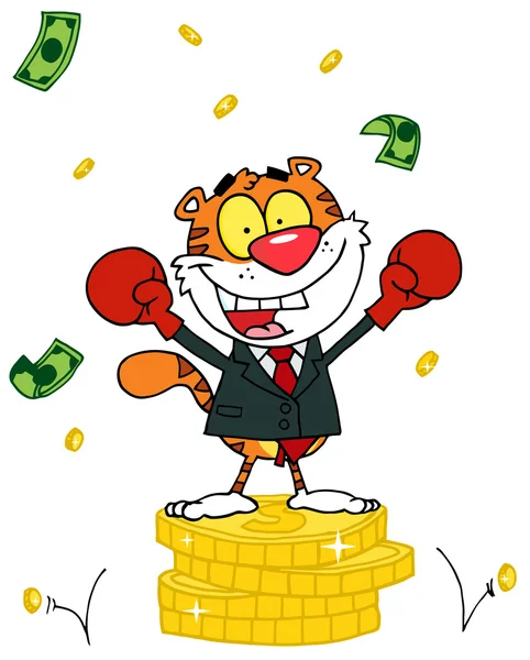 Karikatúra karakter állati boldog tigris — Stock Fotó