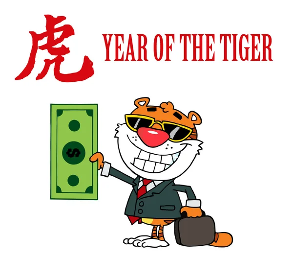 Znak zwierzę szczęśliwy tygrys — Zdjęcie stockowe