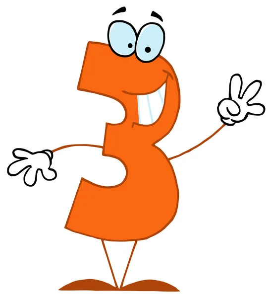 Números engraçados dos desenhos animados-3 — Fotografia de Stock