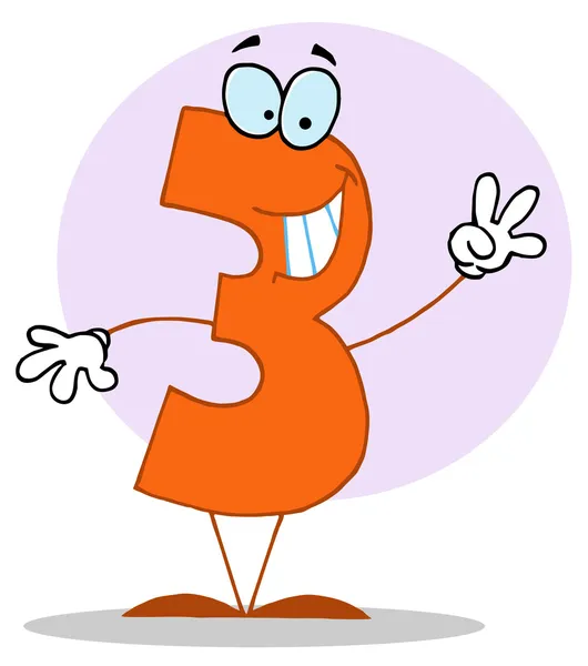 Números engraçados dos desenhos animados-3, fundo — Fotografia de Stock