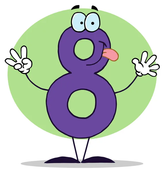 Números engraçados dos desenhos animados-8, fundo — Fotografia de Stock